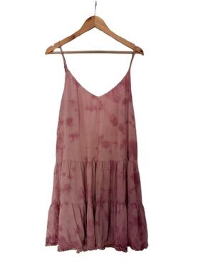 Raviya Mauve Tie-Dye Spaghetti Strap Tiered Dress
